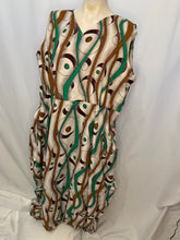 Load image into Gallery viewer, Handmade Big Pockets White Turquoise and Brown Maxi Dress One Size
