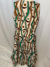Load image into Gallery viewer, Handmade Big Pockets White Turquoise and Brown Maxi Dress One Size
