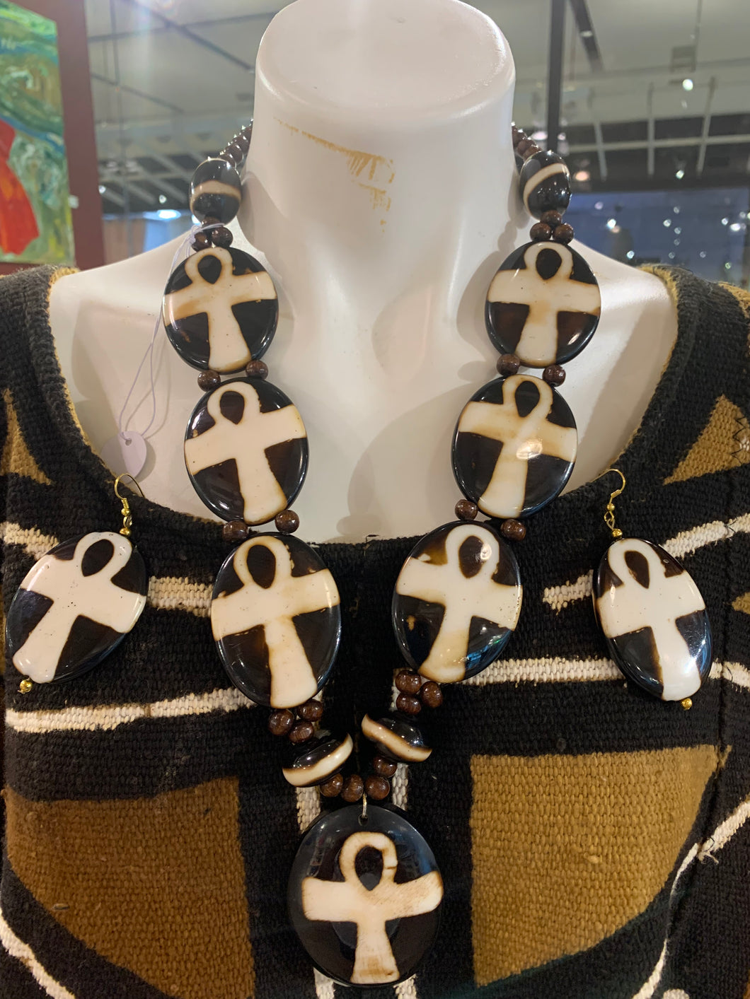 Ankh Necklace &Earring Set
